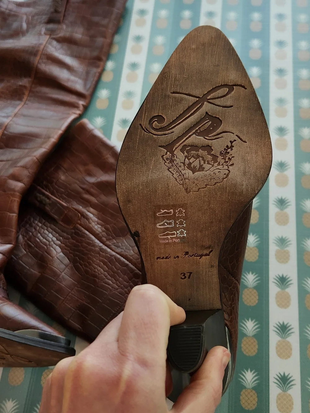 Free People Stevie Boot in Brown Croc - Picture 6 of 8